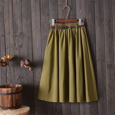 Small Literary A-Line Skirt Women Half-Length Skirt - MODE BY OH